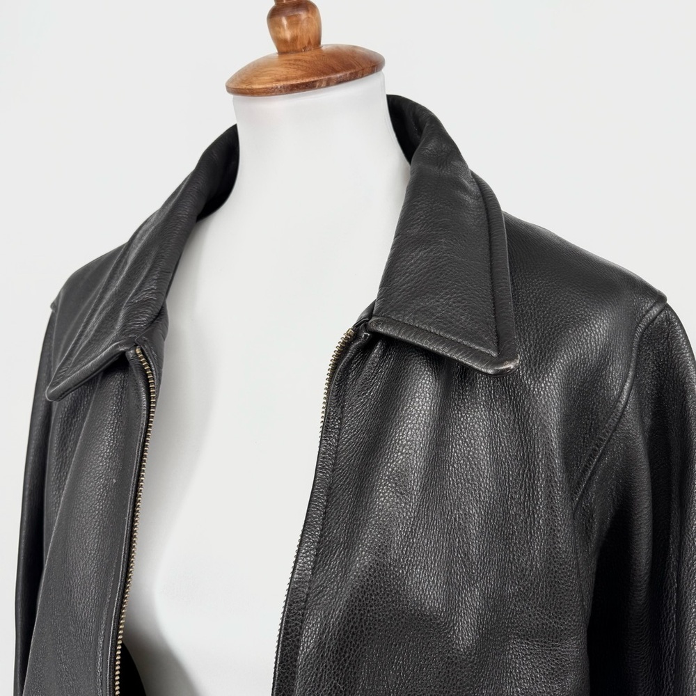 EDDIE BAUER LEGEND Stine Genuine Smooth Leather Full-Zip Bomber Jacket y2k L - Picture 10 of 10